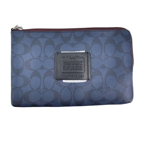 Coach New with Tags Zipper Top Leather Pouch Monogram Logo Classic - Picture 1 of 5